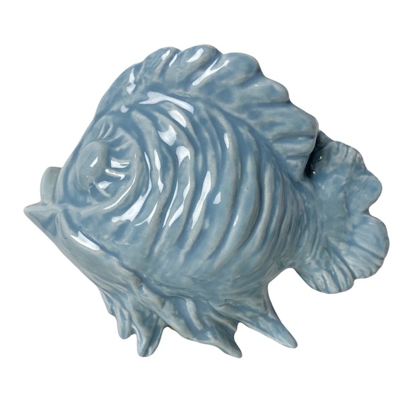 VTG Grayson Arts Pottery CA ceramic fancy fish wall pocket planter coastal 6x8